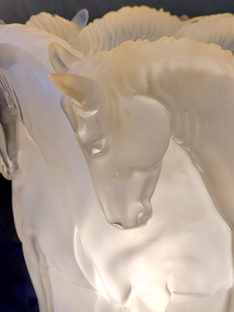 Lamp "horses" French Work - Maison Lalique Style - 1970s-photo-4