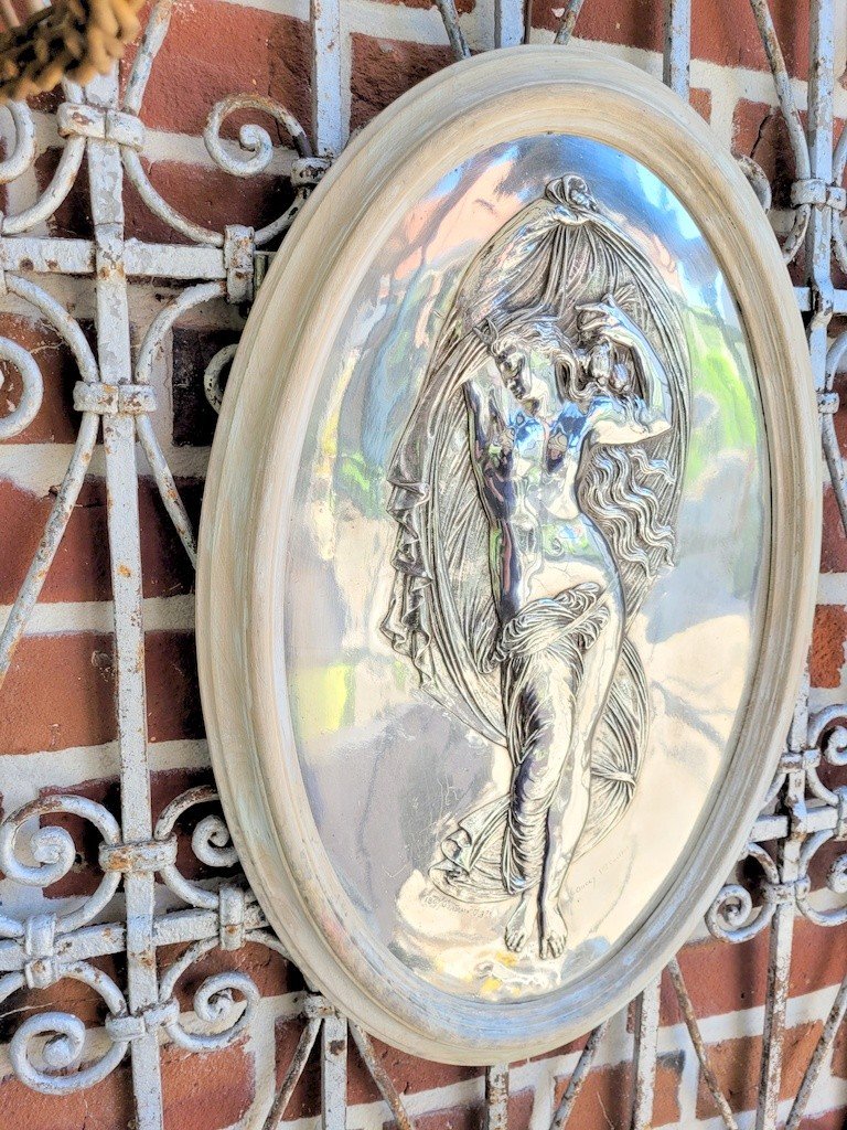 "diane Chasseresse" Large Silver Bronze Medallion Signed - 19th Century 1867