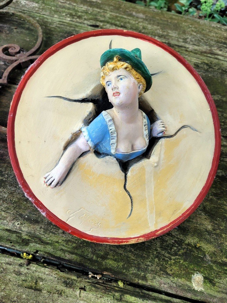 "young Girl Crossing A Tambourine" Terracotta Signed By Ch. Massier-photo-3