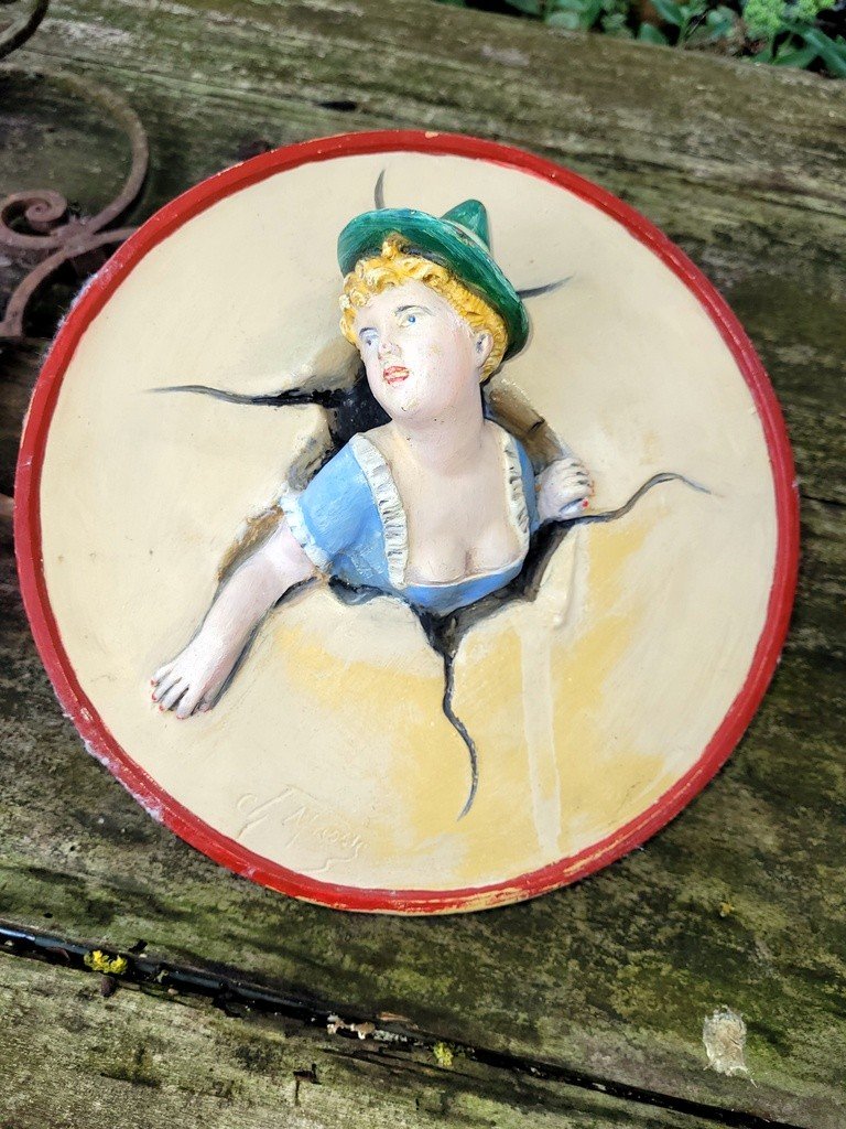 "young Girl Crossing A Tambourine" Terracotta Signed By Ch. Massier