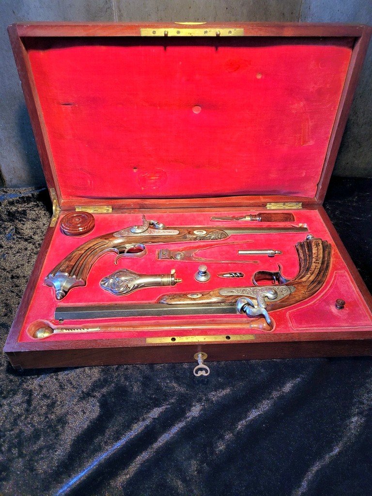 Large Box Of Duel Pistols - 19th Century-photo-2