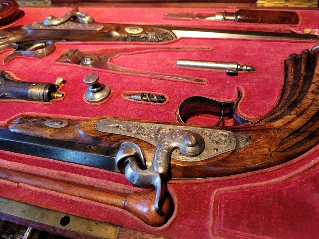 Large Box Of Duel Pistols - 19th Century-photo-3