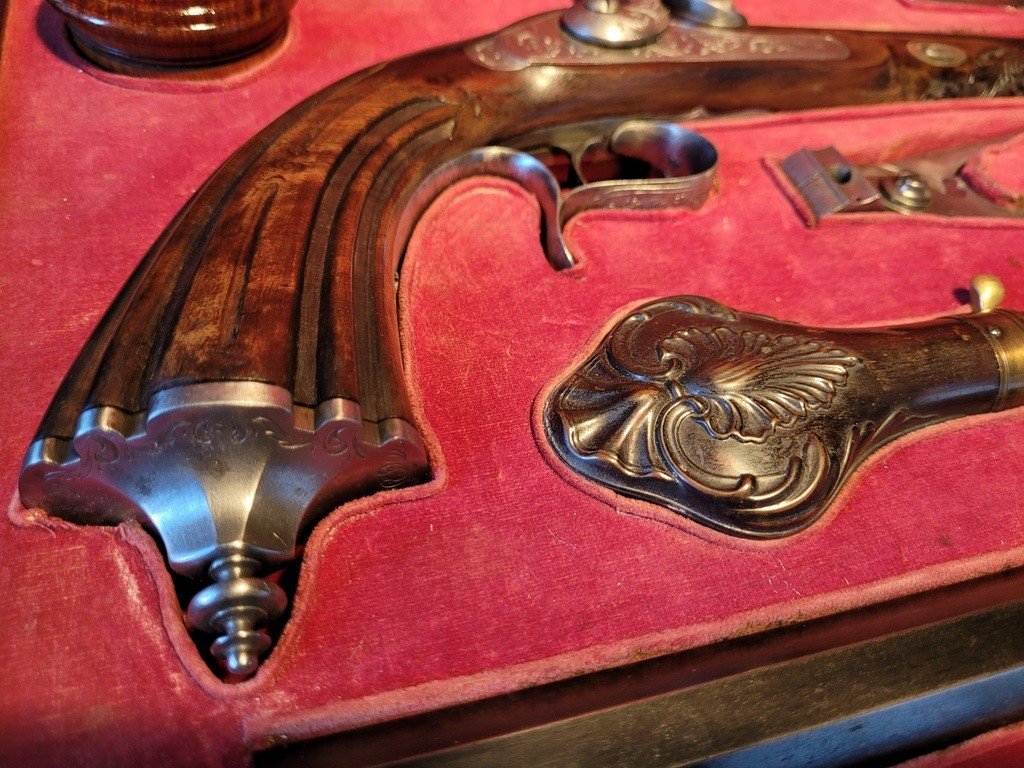 Large Box Of Duel Pistols - 19th Century-photo-4