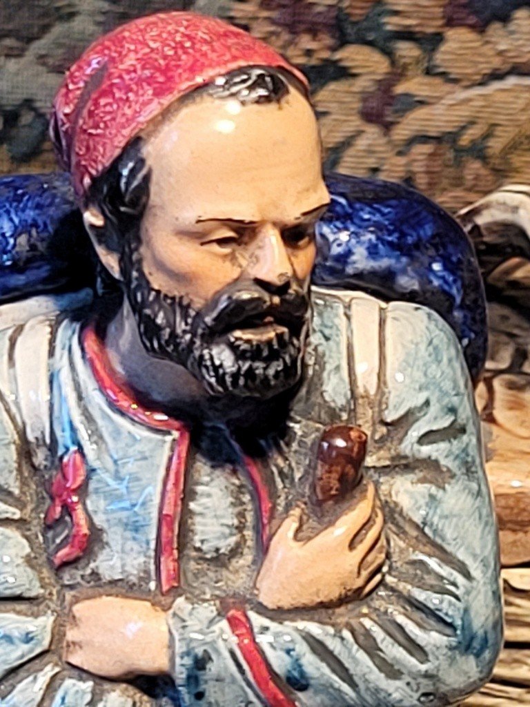 Groupe &quot; Zouave &quot; pour Fumeur en Porcelaine par GH Gebruder Heubach - Allemagne - XIXe-photo-2