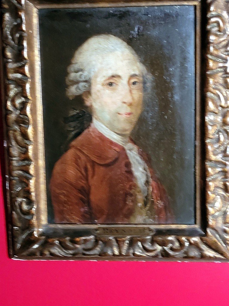 Portrait Of A Noble - Painting On Mahogany - 18th Century-photo-2