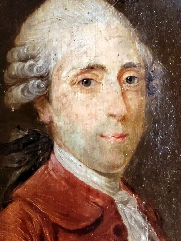 Portrait Of A Noble - Painting On Mahogany - 18th Century-photo-4