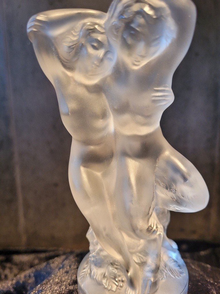 Lalique France Signed “naïade & Faune” In Crystal-photo-2