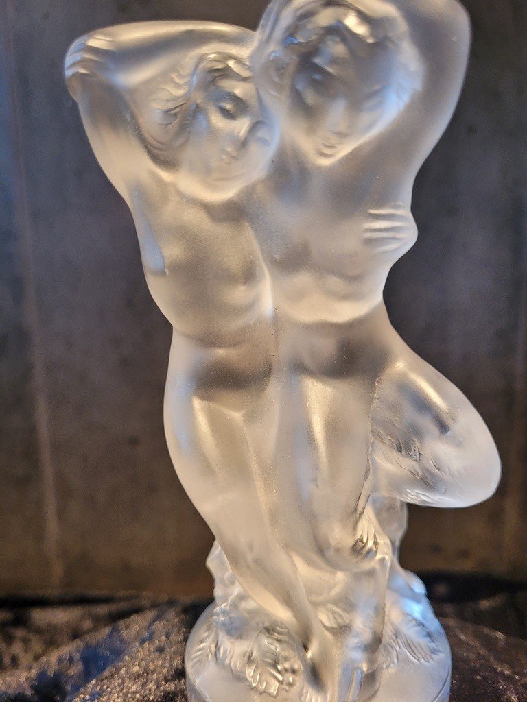 Lalique France signé " Naïade & Faune " en Cristal -photo-2