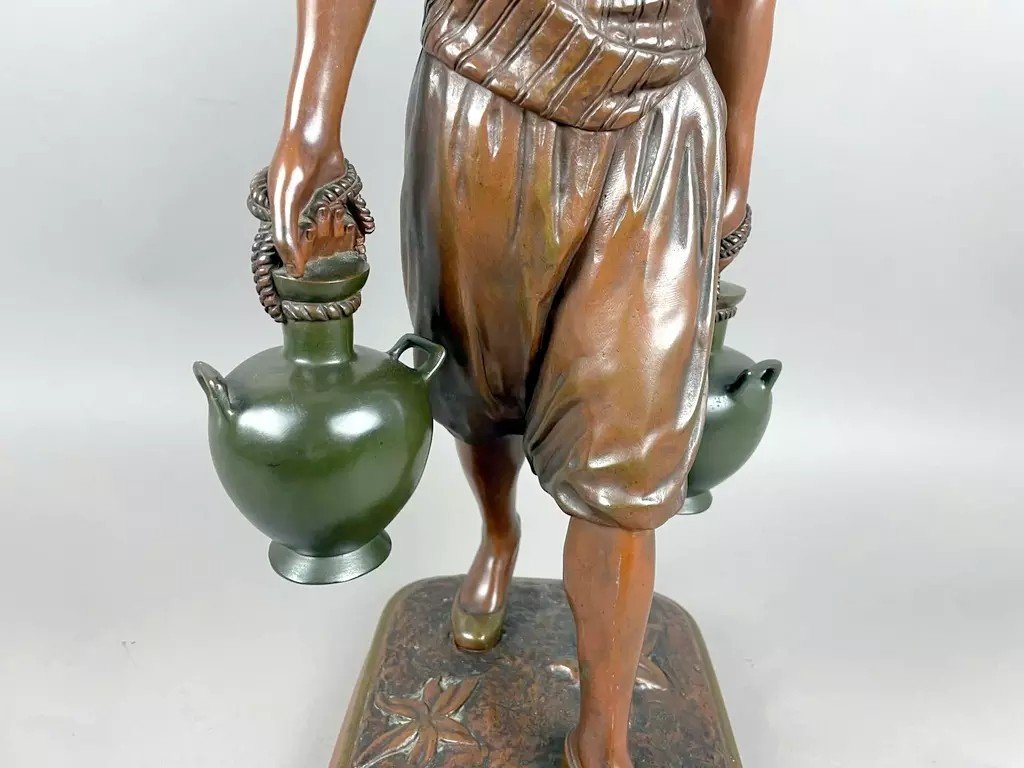  Debut (1865-1933) "the Tunisian Water Carrier" Large Orientalist Bronze Sculpture -photo-4