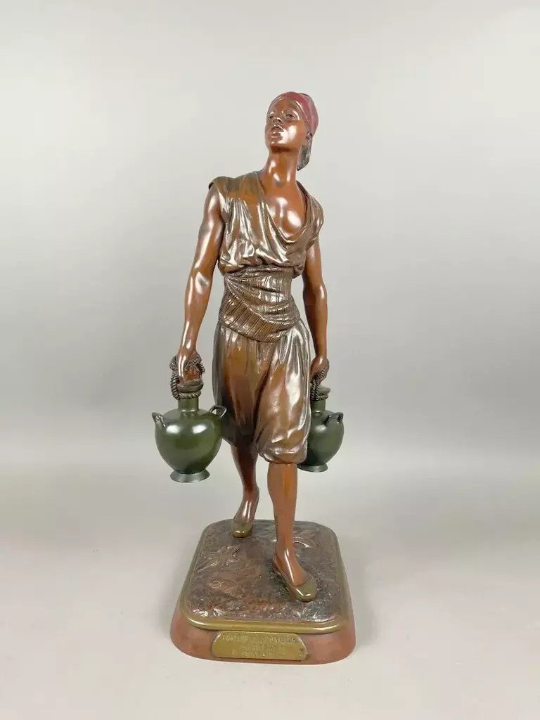  Debut (1865-1933) "the Tunisian Water Carrier" Large Orientalist Bronze Sculpture 