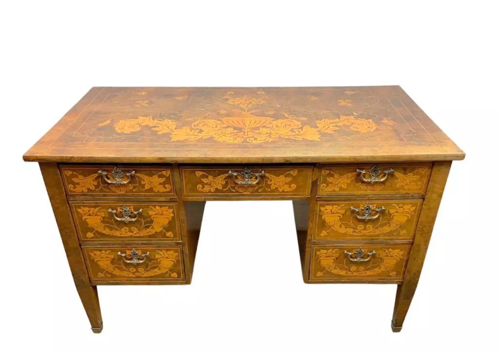 Desk With Veneer Wood Boxes And Inlaid Decor - Holland 19th Century-photo-2