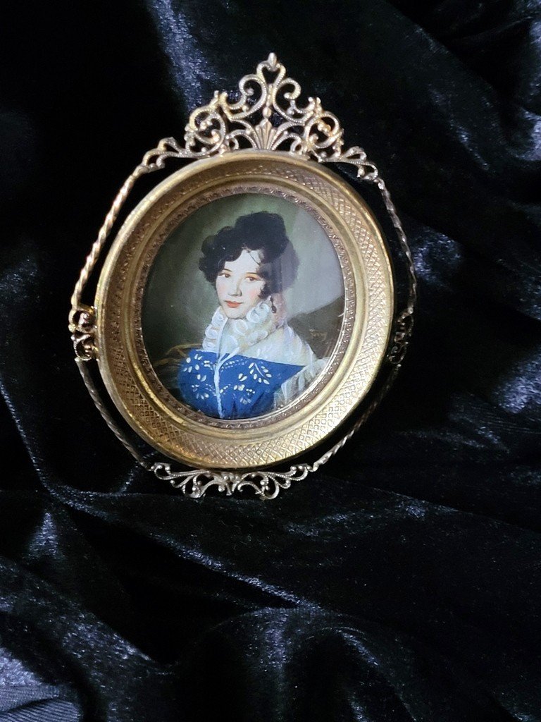  Miniature Huile sur Cuivre &quot; Portrait de Demoiselle &quot; XIXe Si&egrave;cle-photo-4