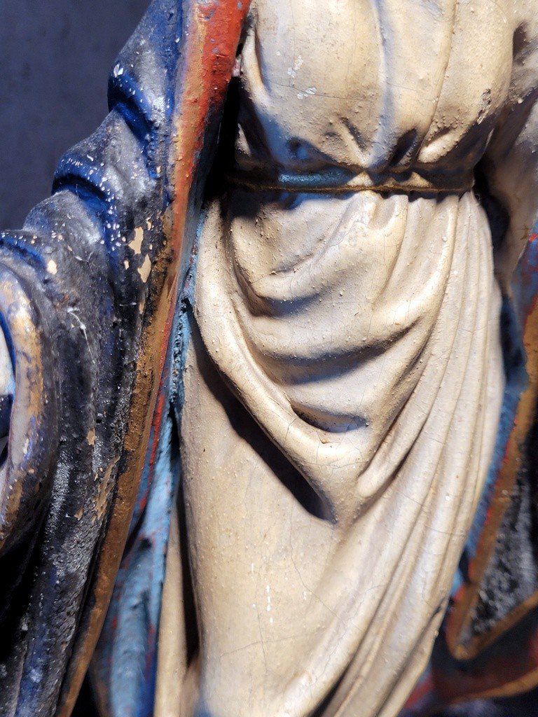  Statue &quot; Vierge au Serpent &quot; en Bois sculpt&eacute; polychrome - Ecole italienne du XVIIIe Si&egrave;cle-photo-3
