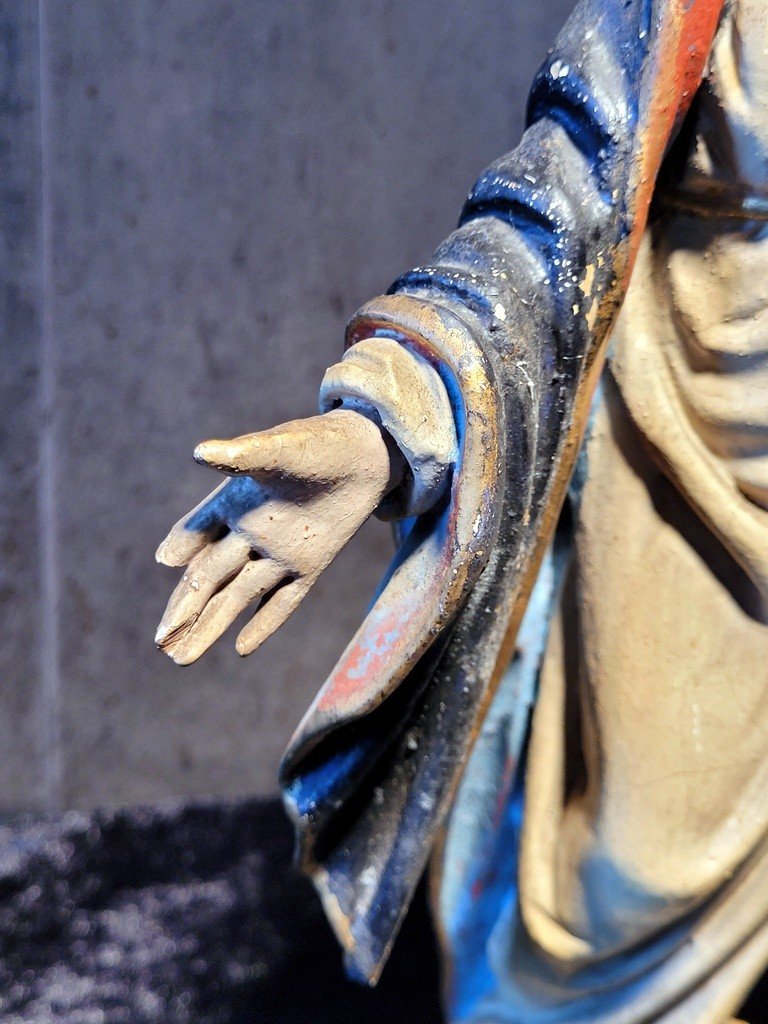  Statue &quot; Vierge au Serpent &quot; en Bois sculpt&eacute; polychrome - Ecole italienne du XVIIIe Si&egrave;cle-photo-7