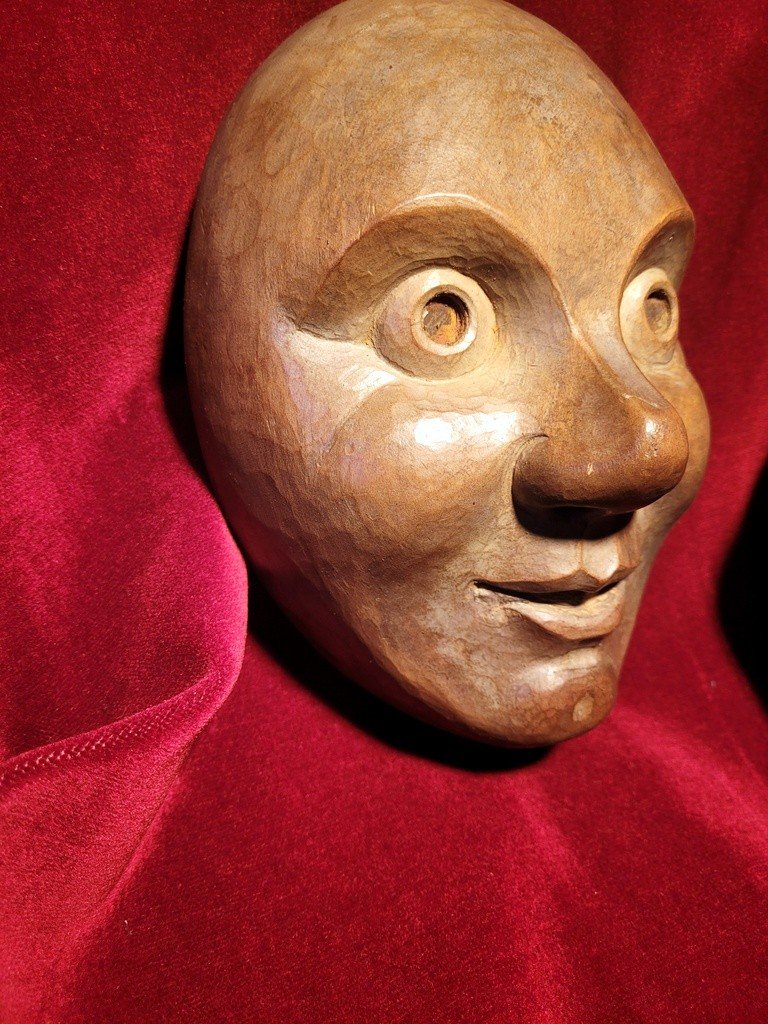 Masque de Th&eacute;&acirc;tre &quot; N&ocirc; &quot; en Bois sculpt&eacute; - Japon  Datant de la fin du XIXe Si&egrave;cle-photo-3