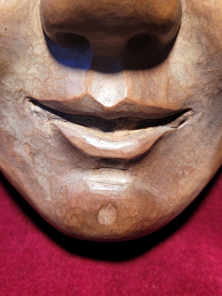 Masque de Th&eacute;&acirc;tre &quot; N&ocirc; &quot; en Bois sculpt&eacute; - Japon  Datant de la fin du XIXe Si&egrave;cle-photo-4