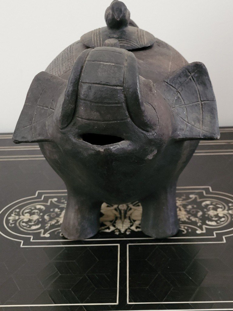 African Terracotta "zoomorph Teapot" In The Shape Of An Elephant 1950s-photo-2