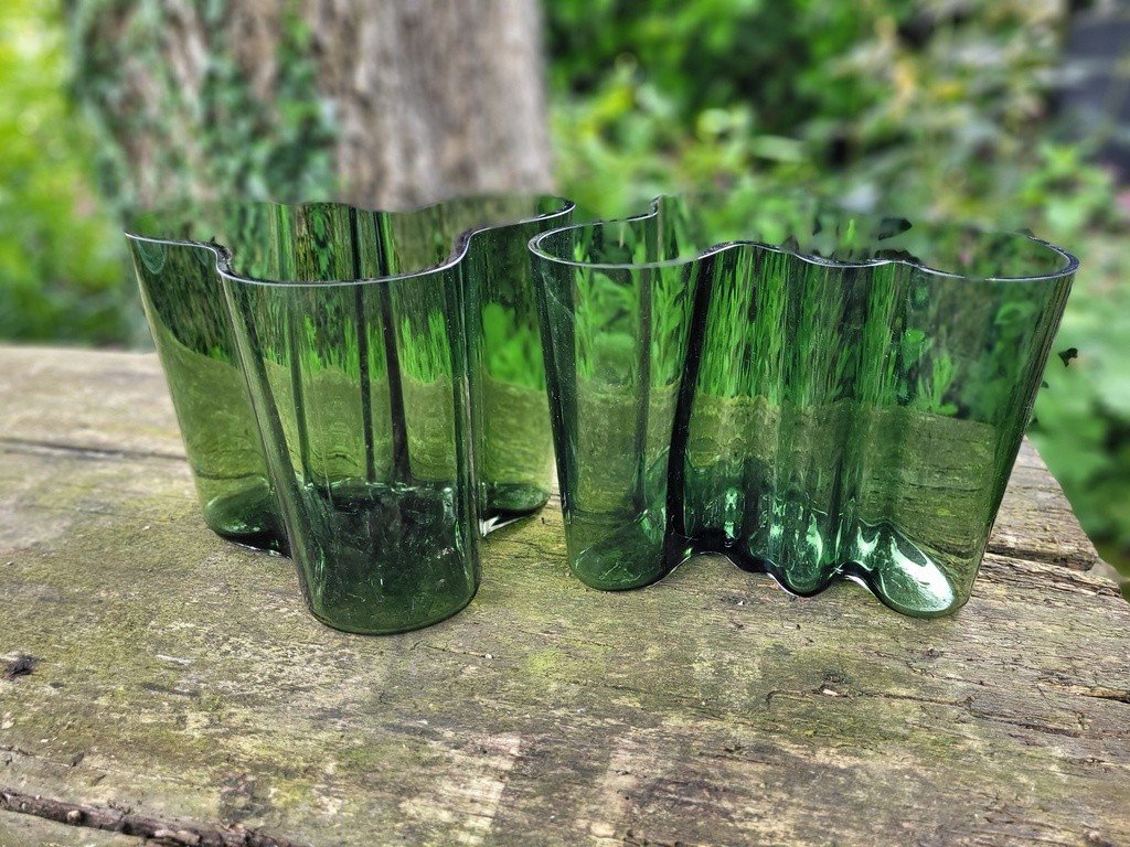  Alvar Aalto "pair Of Vases" In Glass - 1950s-photo-4