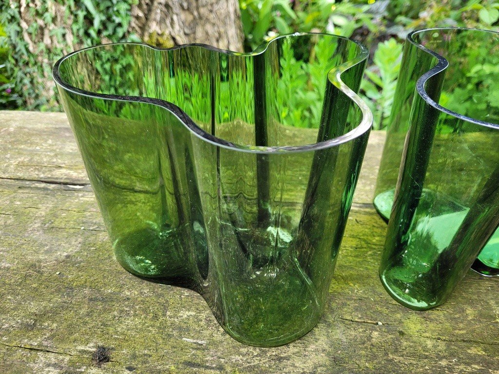  Alvar Aalto "pair Of Vases" In Glass - 1950s-photo-2