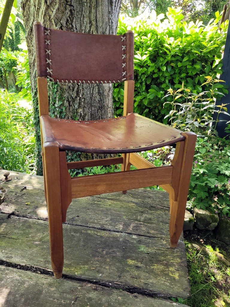  Chair By Werner Biermann By Arte Sano - Brutalist Style - Wood And Leather - Colombia 1960-photo-2