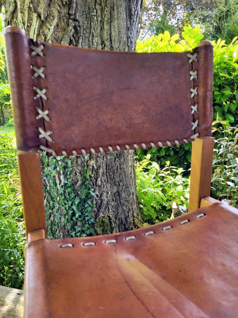  Chair By Werner Biermann By Arte Sano - Brutalist Style - Wood And Leather - Colombia 1960-photo-3