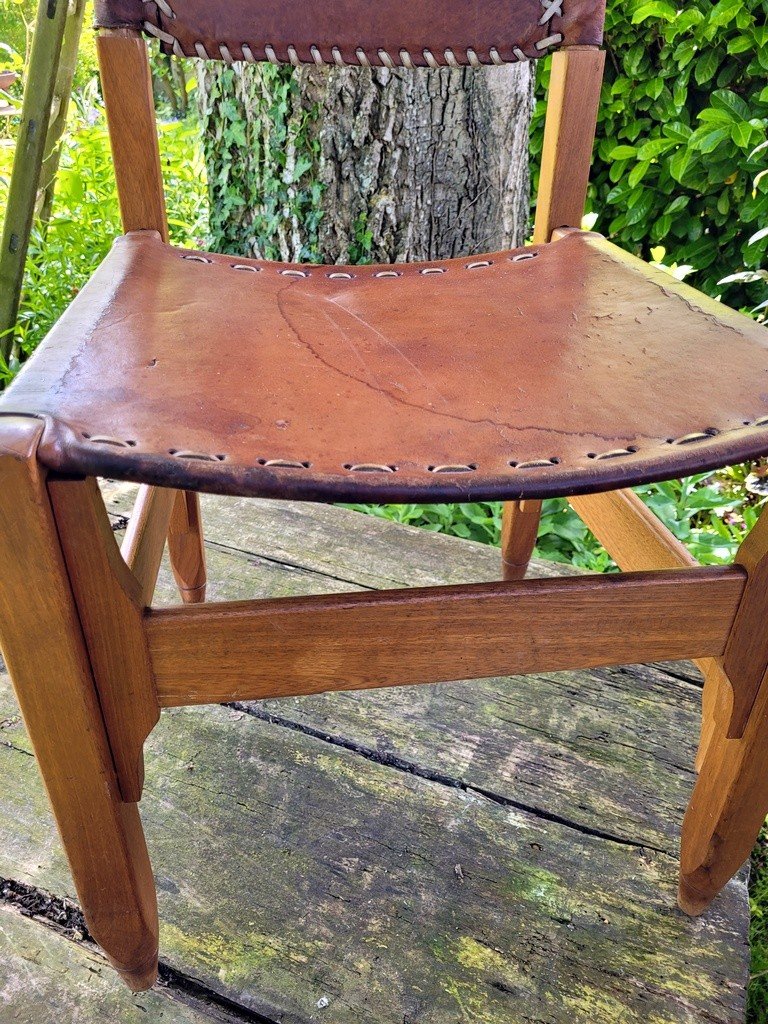  Chair By Werner Biermann By Arte Sano - Brutalist Style - Wood And Leather - Colombia 1960-photo-4