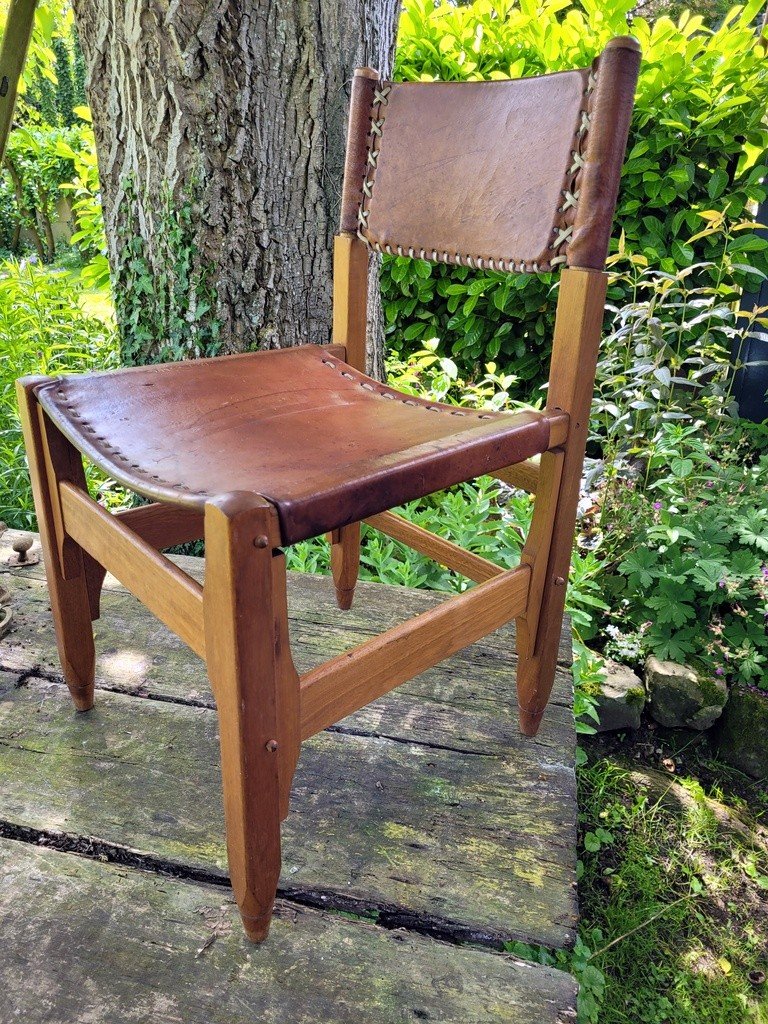  Chair By Werner Biermann By Arte Sano - Brutalist Style - Wood And Leather - Colombia 1960-photo-1