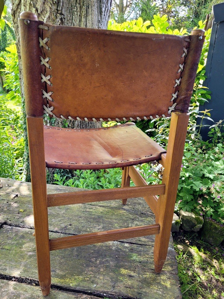  Chair By Werner Biermann By Arte Sano - Brutalist Style - Wood And Leather - Colombia 1960-photo-3