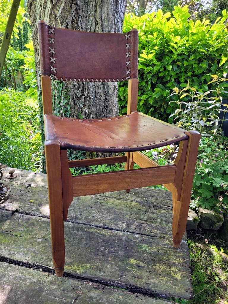  Chair By Werner Biermann By Arte Sano - Brutalist Style - Wood And Leather - Colombia 1960