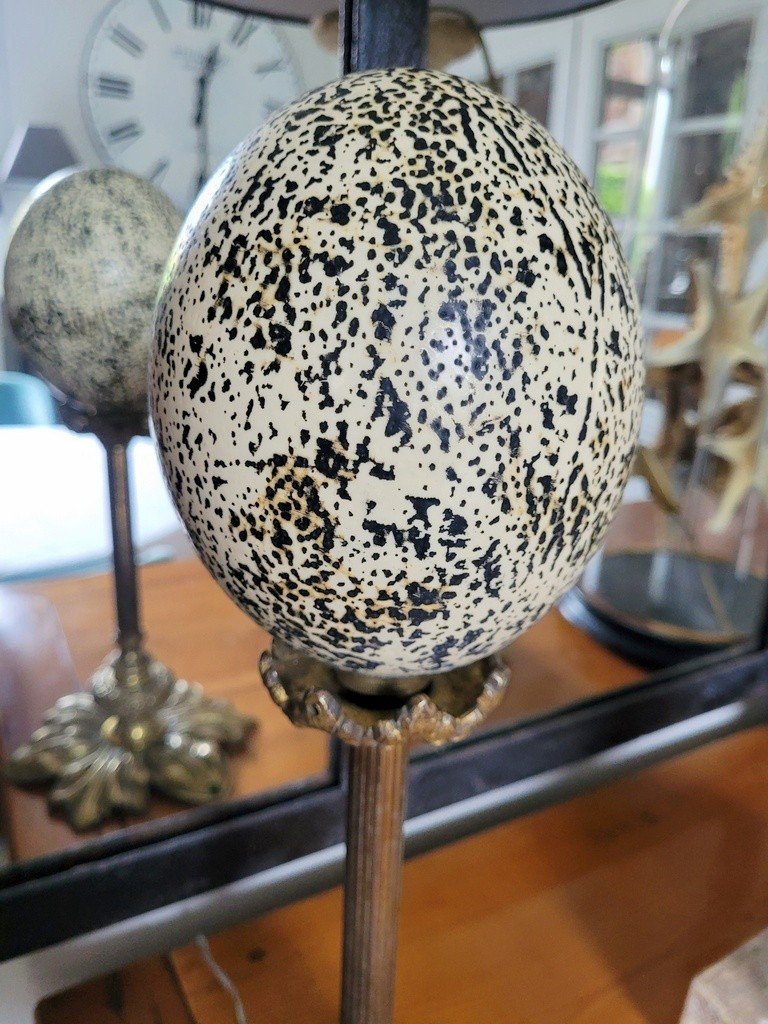  Creation “speckled Ostrich Egg On Bronze Stand” -photo-2