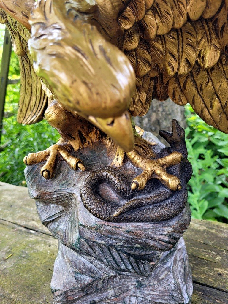  &quot; Aigle &quot; Grande Sculpture en Terre Cuite sign&eacute;e Laurent .-photo-2