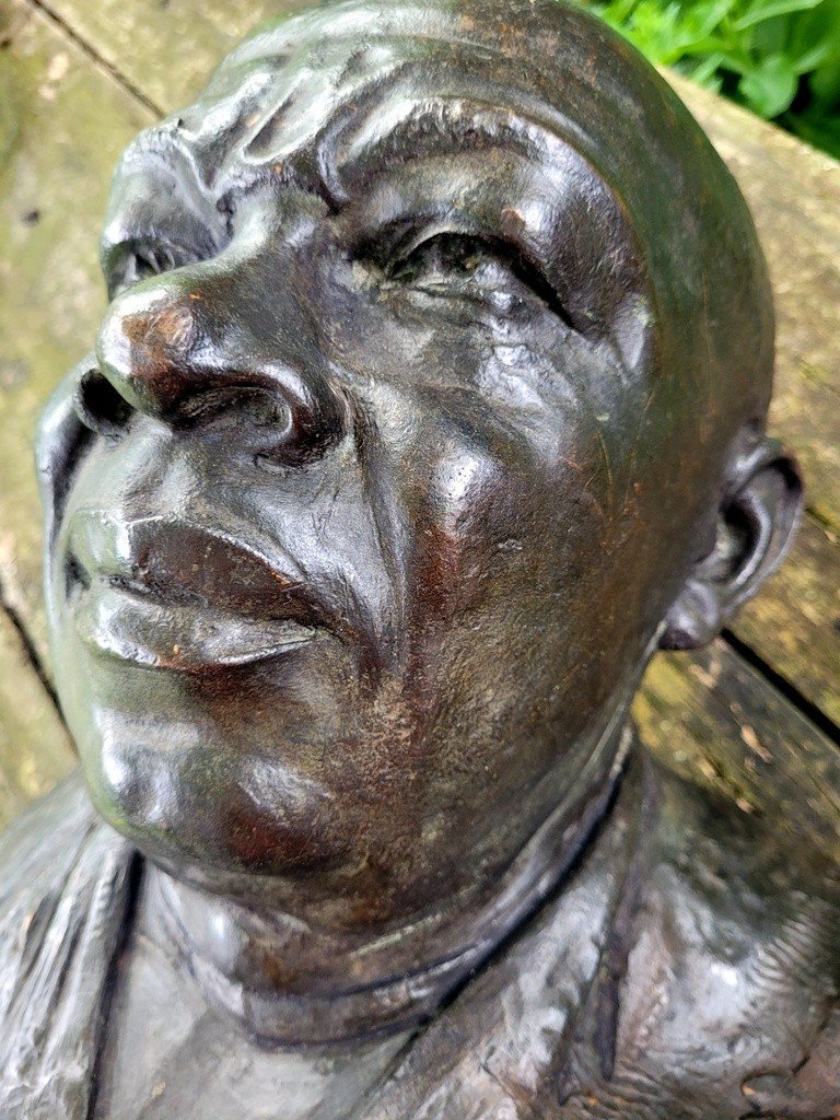  Sculpture en bronze &quot; Homme en buste &quot; Fin XIXe - D&eacute;but XXe Si&egrave;cle -photo-1