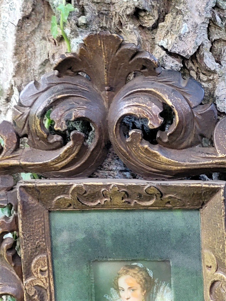  Portrait de Jacqueline Van Caestre d'après Rubens - Cadre bois sculpté   XVIIIe - XIXe Siècle -photo-3