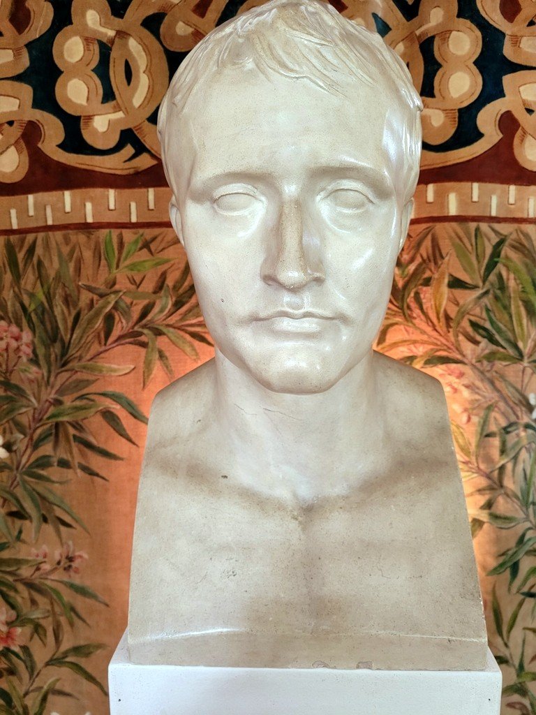 Hermes Bust Of Napoleon I - Plaster After Canova 19th Century Presented On A Column -photo-3