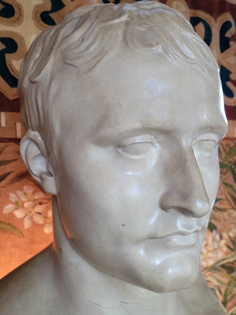 Hermes Bust Of Napoleon I - Plaster After Canova 19th Century Presented On A Column -photo-6