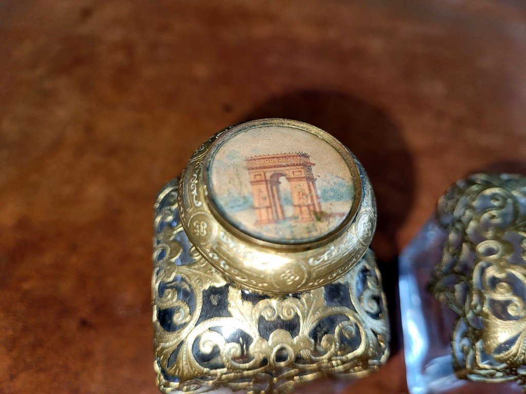 Pair Of Crystal Scent Box Bottles - 19th Century -photo-1