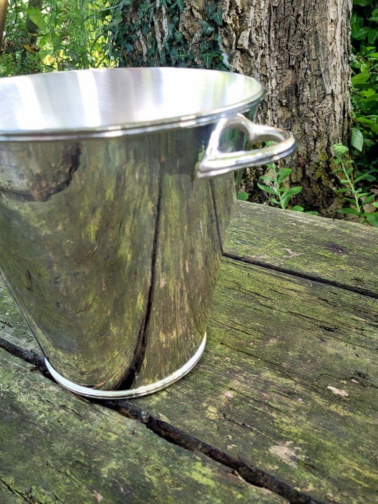 Silver Metal Champagne Bucket - Art Deco-photo-2