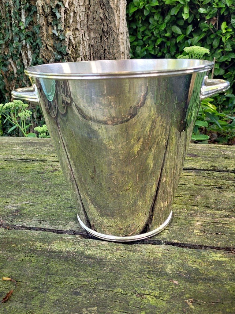 Silver Metal Champagne Bucket - Art Deco-photo-4