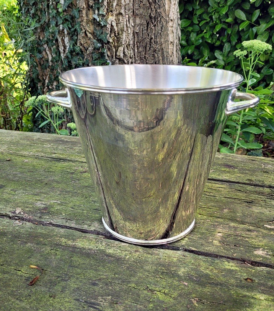 Silver Metal Champagne Bucket - Art Deco