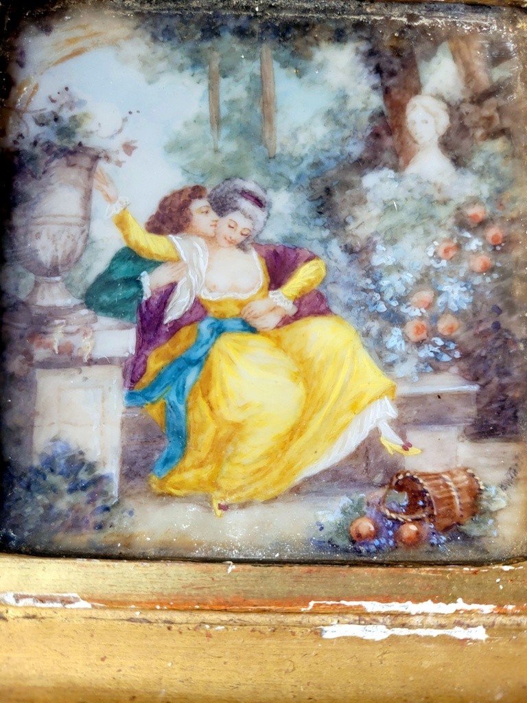 Painted Miniature "naughty Scene" - 18th Century -photo-2