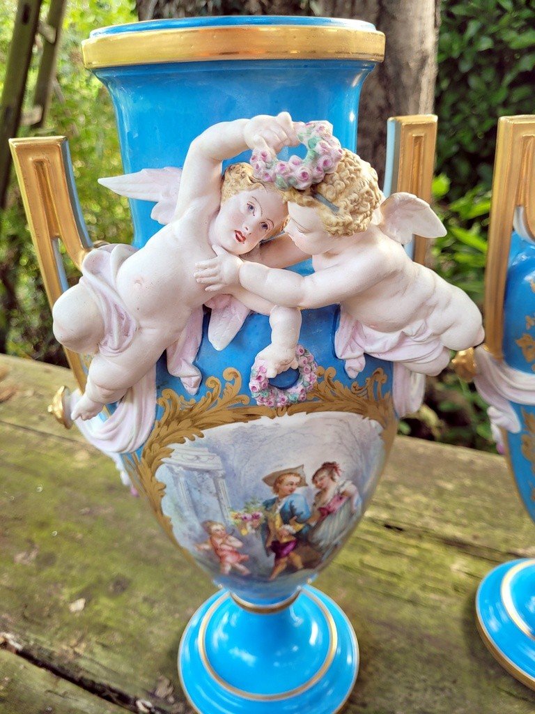 Important And Spectacular Pair Of Sèvres Porcelain Vases - 19th Century.-photo-2