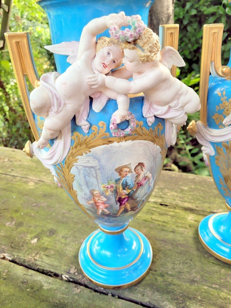 Important And Spectacular Pair Of Sèvres Porcelain Vases - 19th Century.-photo-8