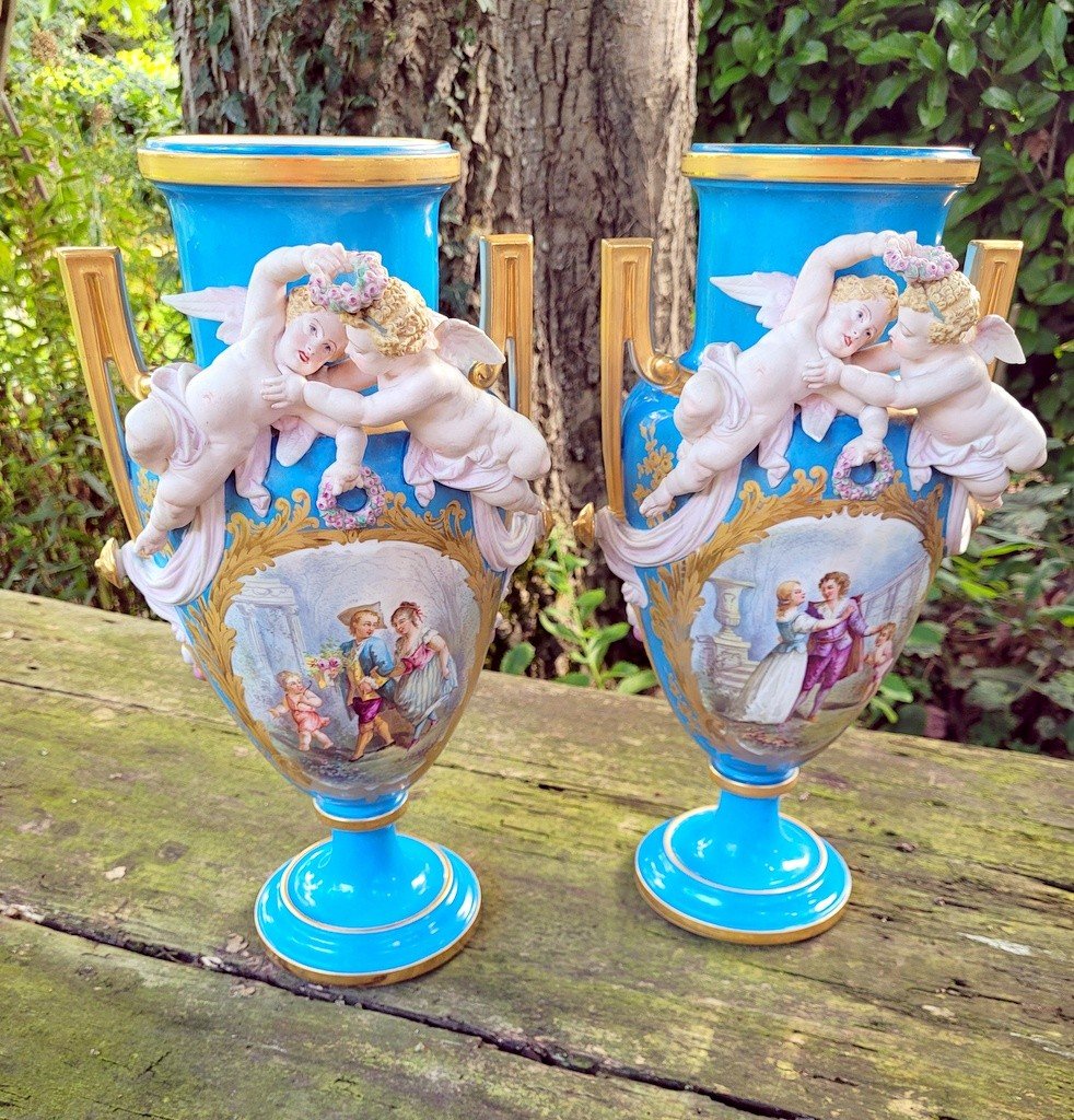 Important And Spectacular Pair Of Sèvres Porcelain Vases - 19th Century.