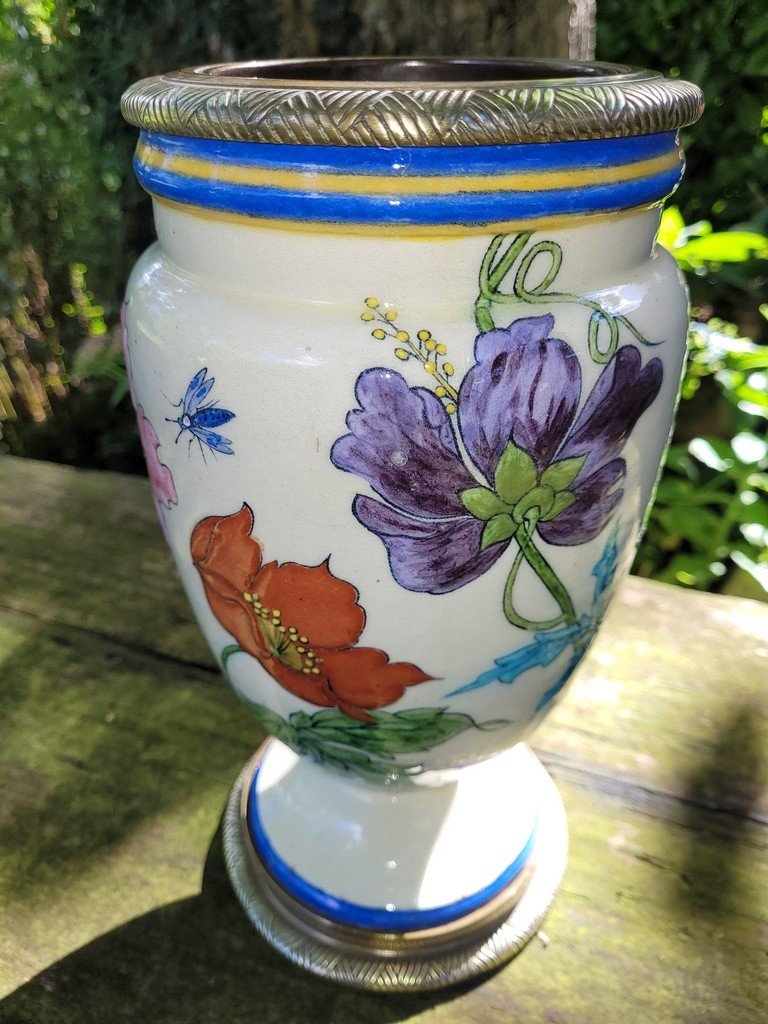 Large Porcelain And Cloisonné Enamel Vase - China 19th Century -photo-2