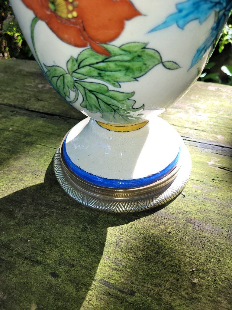 Grand Vase en Porcelaine et Emaux cloisonn&eacute;s  - Chine  XIXe Si&egrave;cle -photo-3