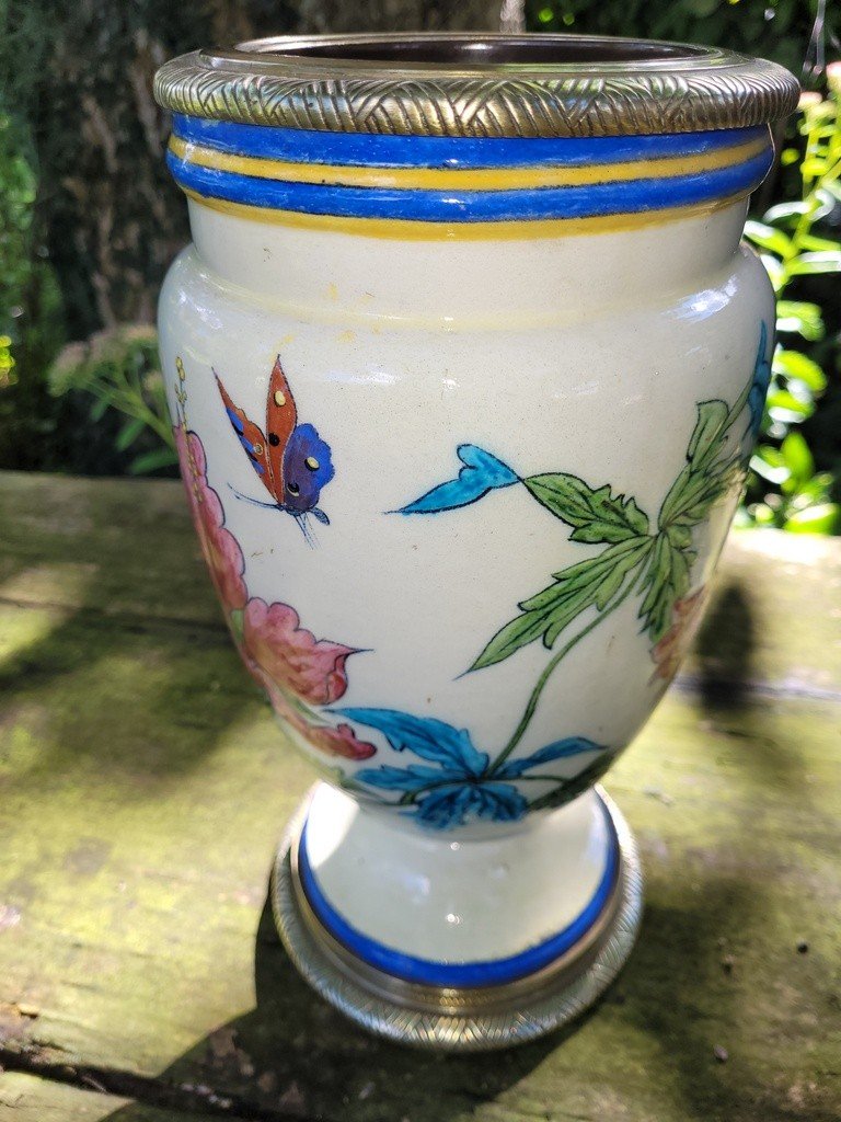 Grand Vase en Porcelaine et Emaux cloisonn&eacute;s  - Chine  XIXe Si&egrave;cle -photo-2