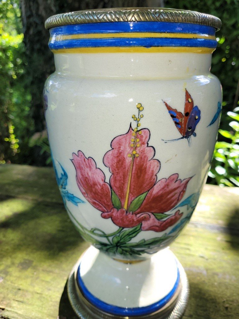 Grand Vase en Porcelaine et Emaux cloisonn&eacute;s  - Chine  XIXe Si&egrave;cle -photo-3