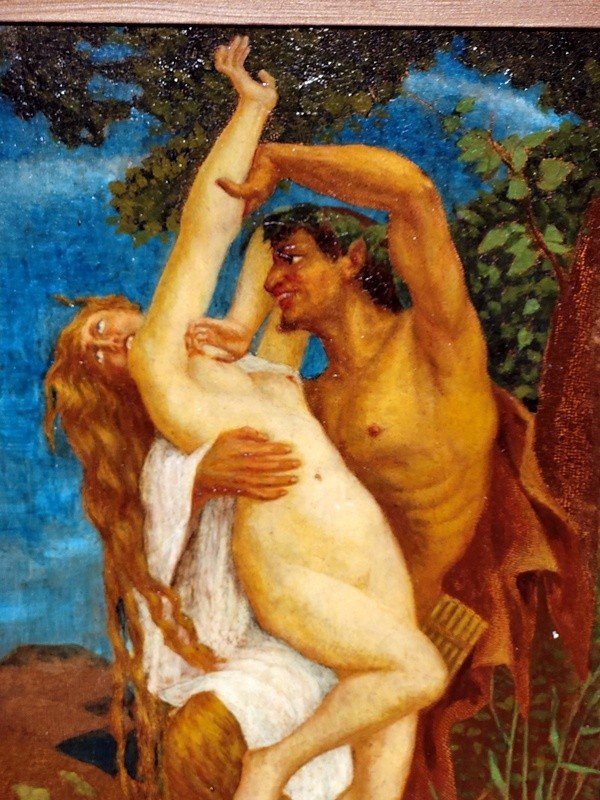  "the Young Girl And The Faun" Painting On Copper By Jean Dufour 1943-photo-2