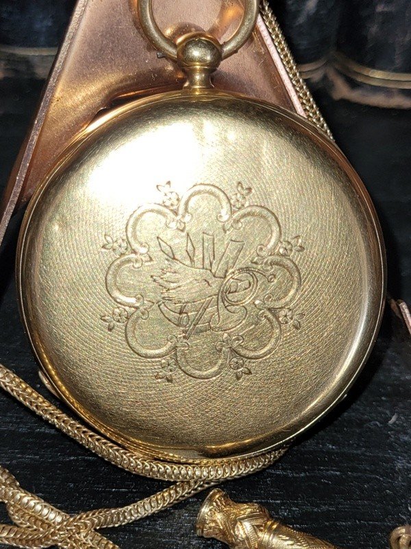  Pocket Watch With Its Gold Vest - 19th Century-photo-1