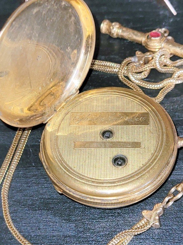  Pocket Watch With Its Gold Vest - 19th Century-photo-2